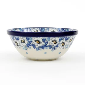 Miska ceramiczna 058 h-7,5cm <br> 2222X Biało-niebieskie anemony